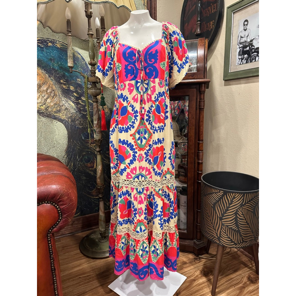 Vince Camuto Petite Maxi Dress Beige Multicolor - Picture 2 of 6
